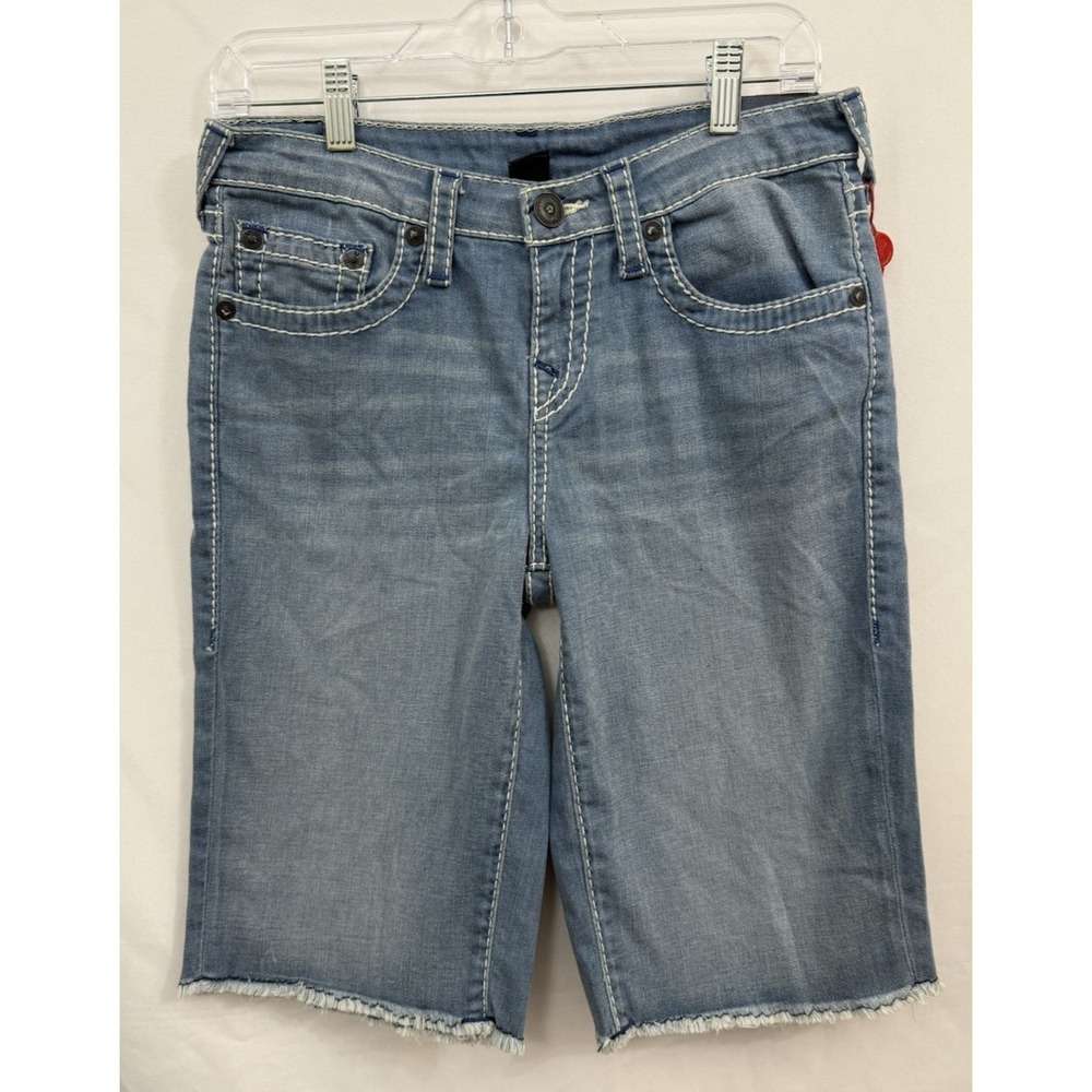NWT True Religion Geno Cut Off Short Youth Boys 16 Blue‎ Denim